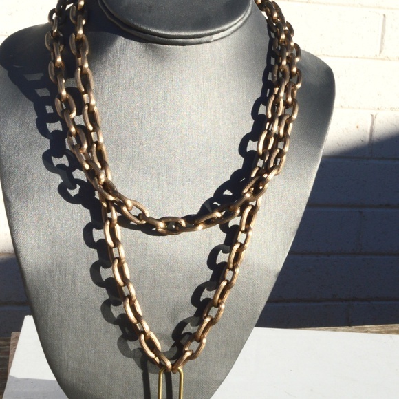 Padlock Chain Brass Cable Lock Necklace Steampunk - Picture 6 of 8